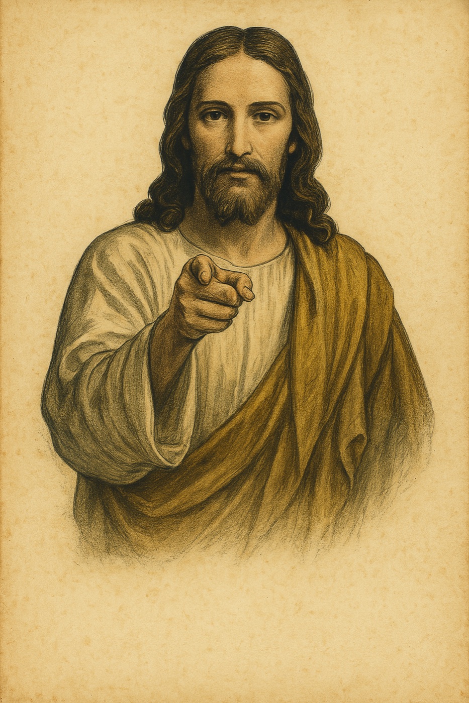 Vintage recruitment-style poster of Jesus pointing at the viewer